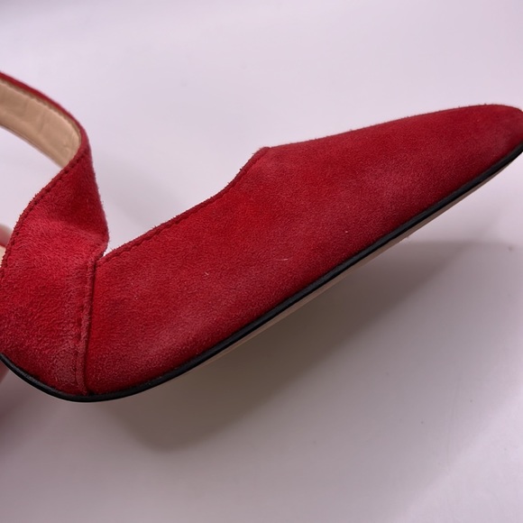 Jessica Simpson Red Strappy High Heels Stiletto Shoes Pumps Suede Leather Ankle - Picture 10 of 15